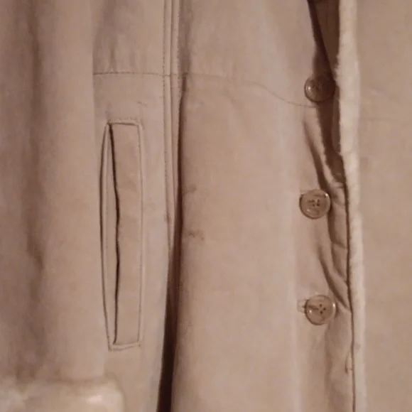 Furry Warm Beige Suede Coat! - Picture 6 of 11